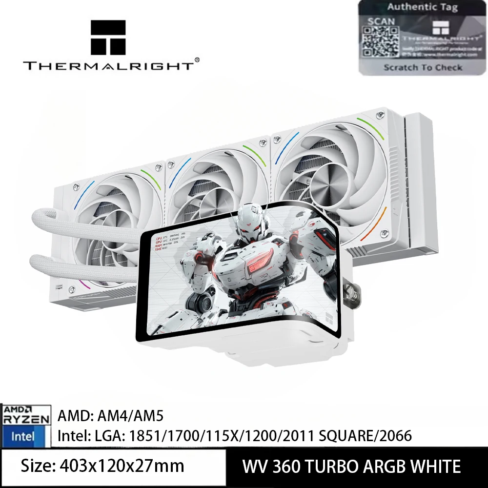 

Thermalright WONDER VISION 360 TURBO ARGB Радиатор водяного охлаждения «все в одном», 360 мм, 6,67-дюймовый 3D LCD 2K изогнутый экран для LGA1851/1700/AM5/AM4