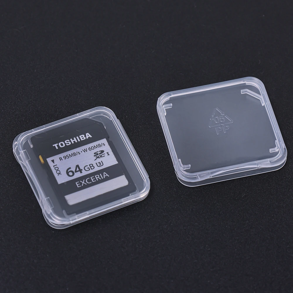 10Pcs SD Memory Card Case Transparent Storage Boxes Clear Plastic Case Holder Protector Prevent Dirt Memory Card Storage Boxes