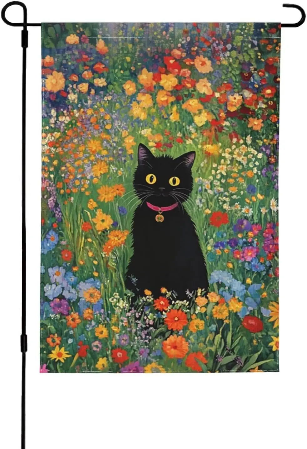 Cat With Flower Garden Flag 12x18 Inch Double Sided All-Weather Polyester Outdoor Flag For Patio Lawn Yard And Garden Welcom llp
