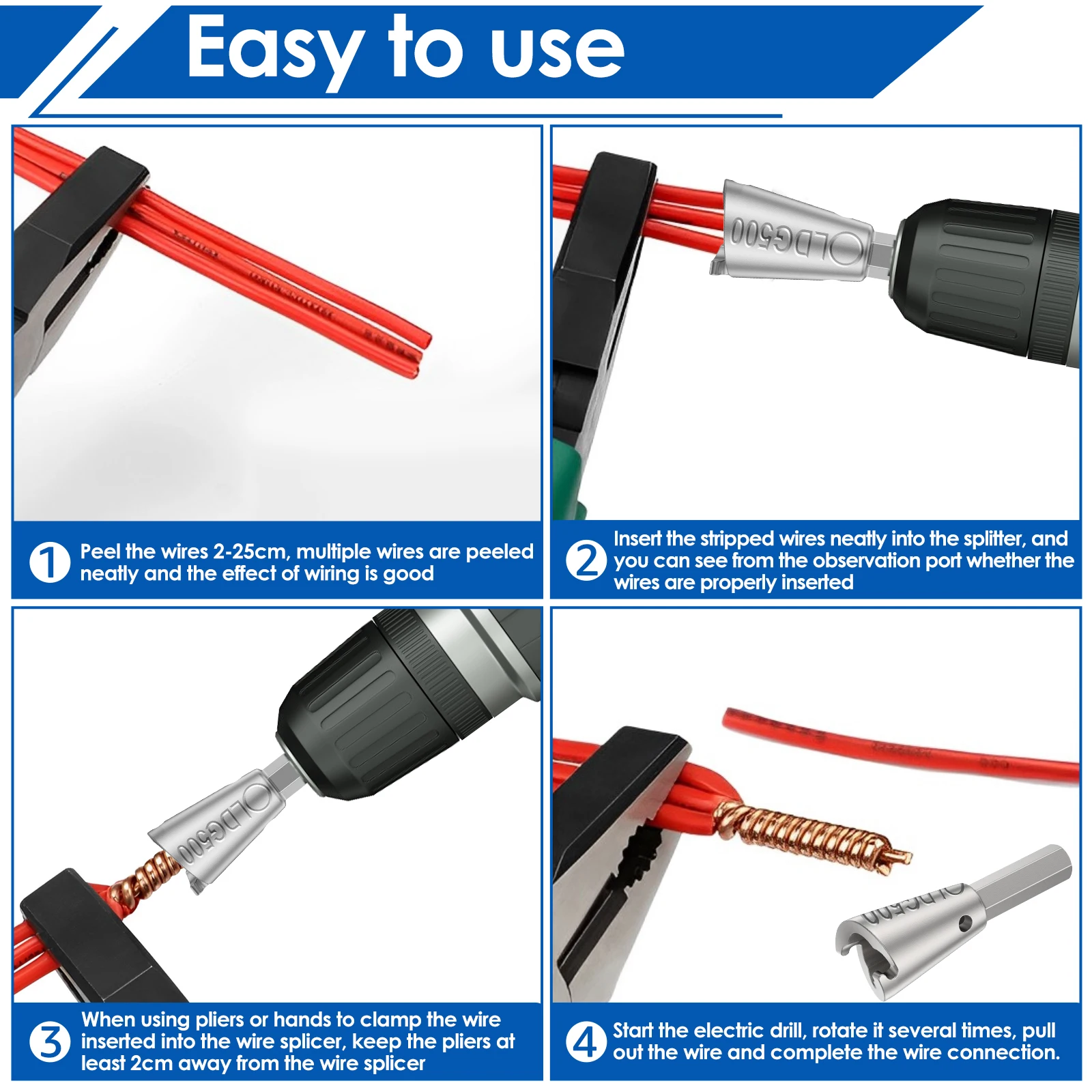 Set Hexagonal Wire Twisting Tools Handle Electrician 1.5-6 Square 2-6 Way Twister Wire for Power Drill Drivers Quickly Twister