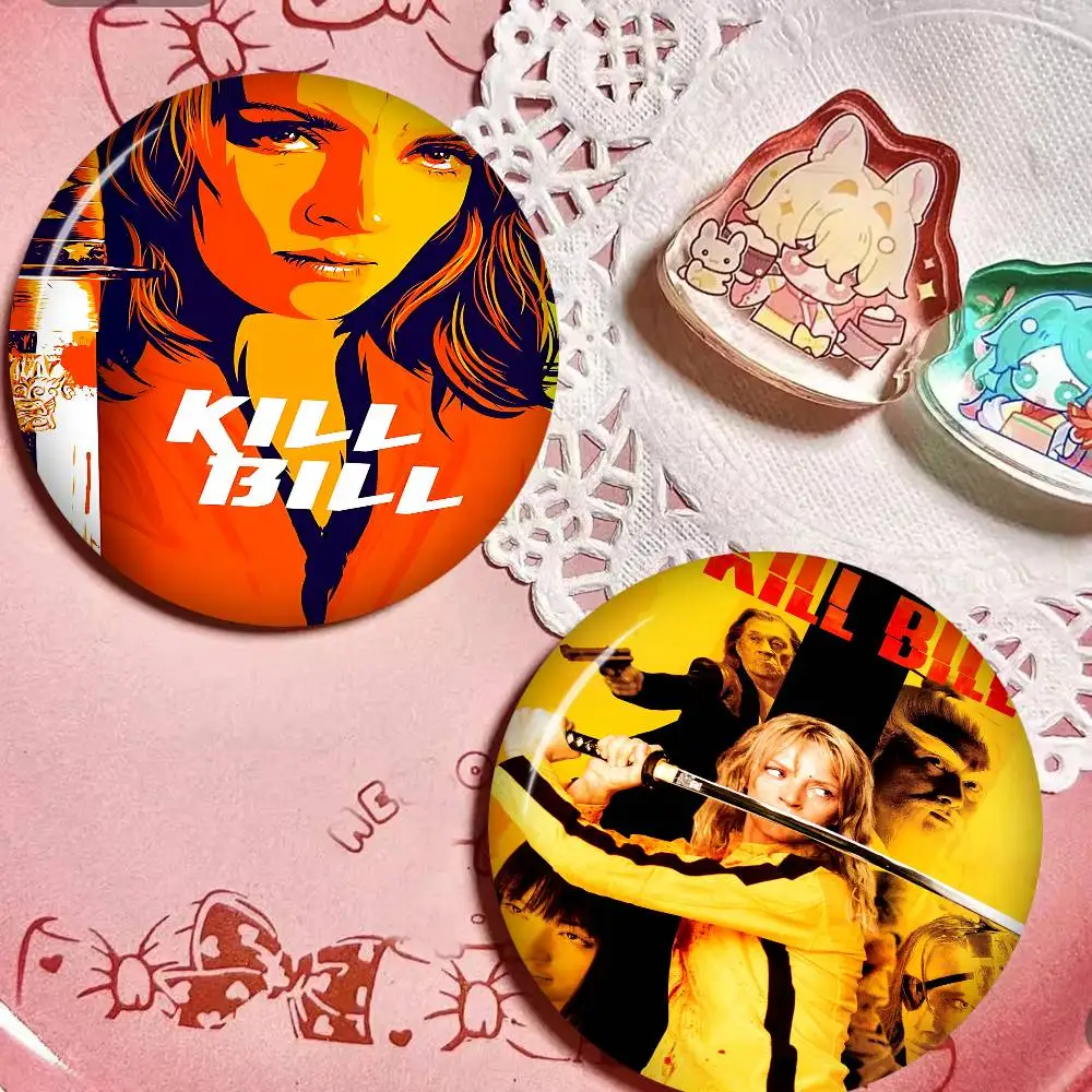 Classic Hot Movie Kill Bill Tinplate Pin Button Custom Anime Role Old-school Brooch Cartoon Collar Badge Jewelry Gift Fans