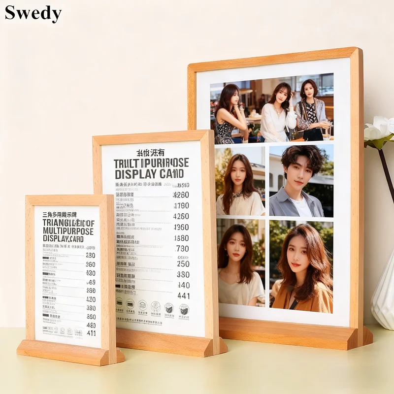 A4 210x297mm Restaurant Table Wood Menu Card Sign Holder Display Stand Price Label Holder Photo Picture Poster Ad Frame