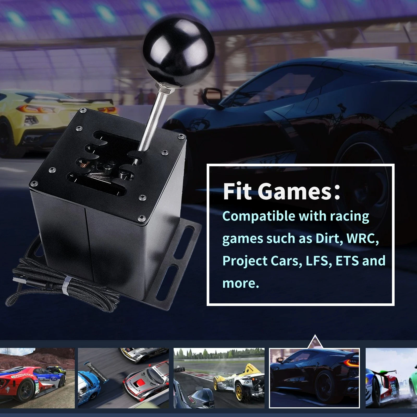 H-Pattern and Sequential Gearshift Dual-Mode Racing Game Simulator with Manual Transmission Joystick and USB Plug-and-Play