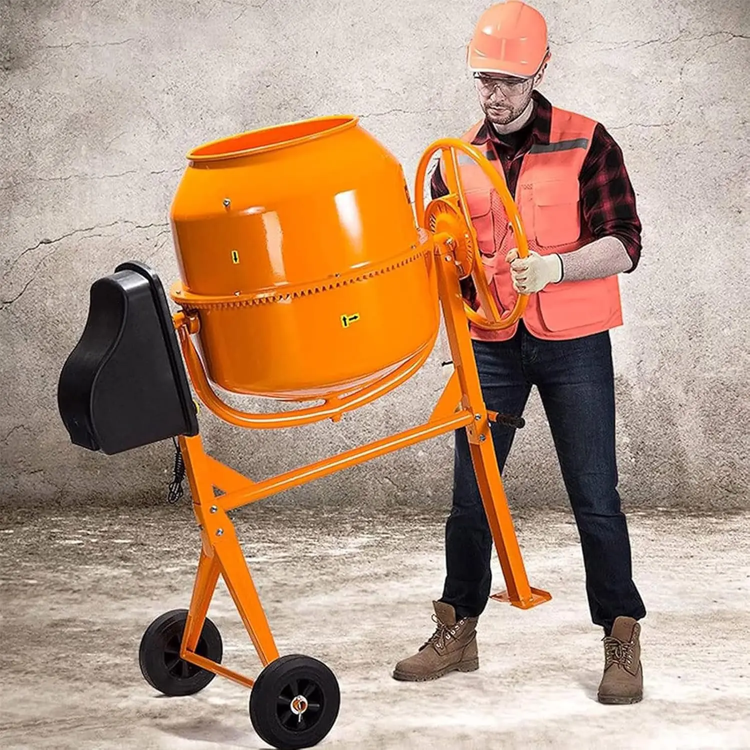 

Electric Cement Mixer 4.2 Cu Ft - 1/2 Hp Heavy Duty Portable Electric Concrete Mixer with 550W Motor & 7-inch Wheels