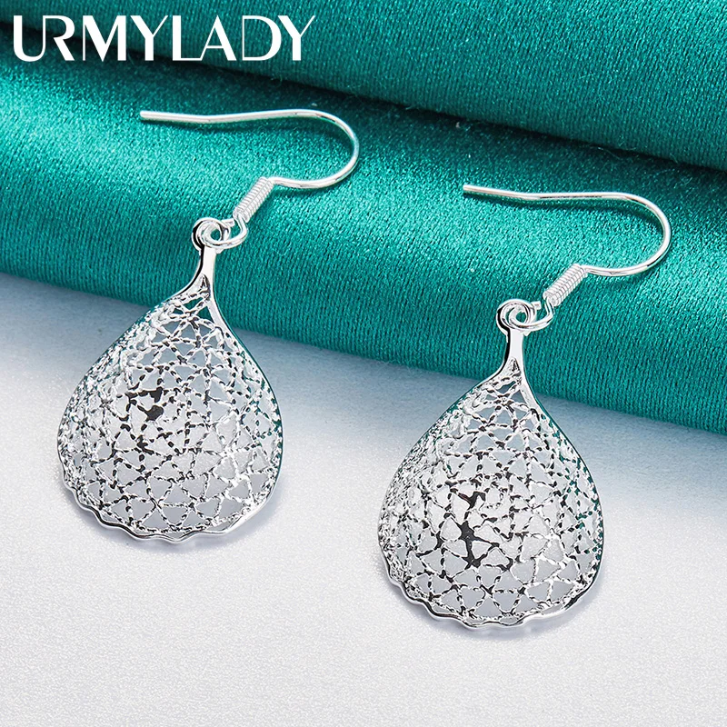 

URMYLADY 925 Sterling Silver Reticulate Earrings For Women Wedding Party Fashion Jewelry