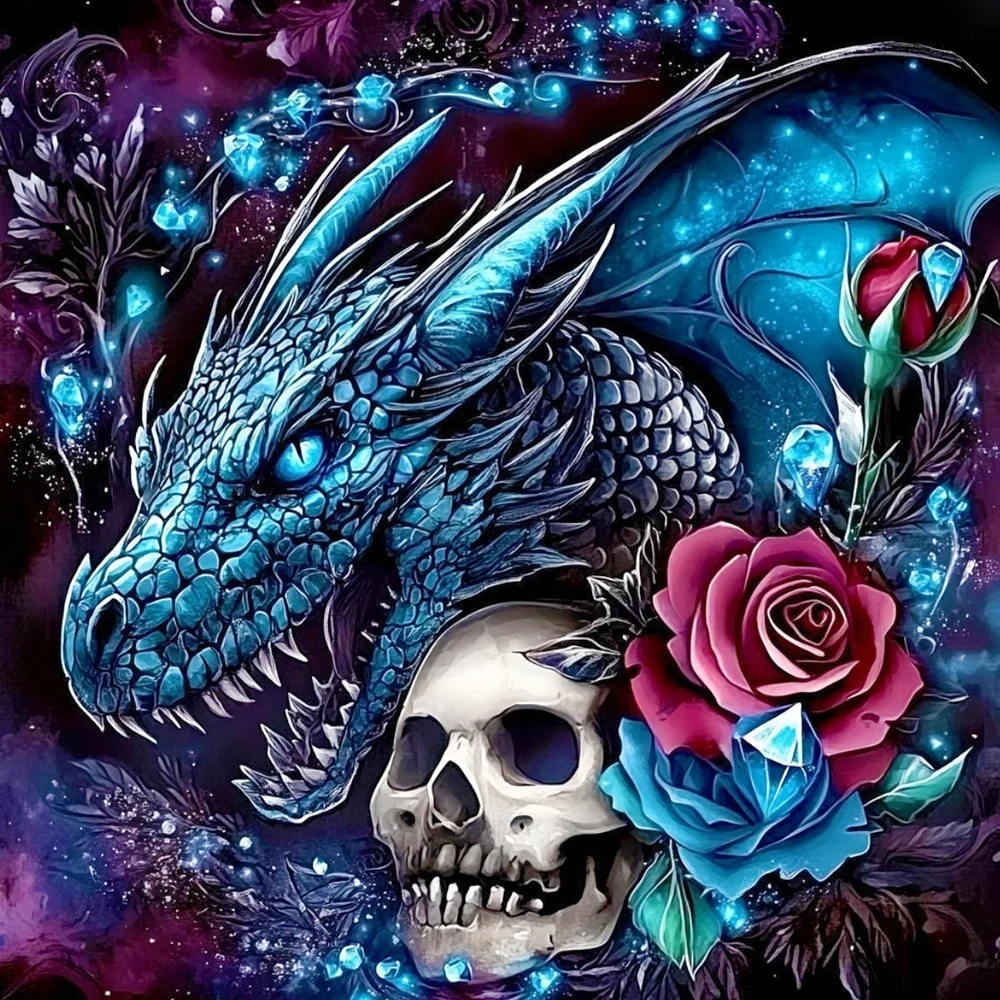 EverShine 5D-Diamantgemälde, Drache, DIY, voller Bohrer, Mosaik, Skelett, Rose, Stickerei, Tier, kreativ, Freizeit, Zuhause, Freizeit, Geschenk