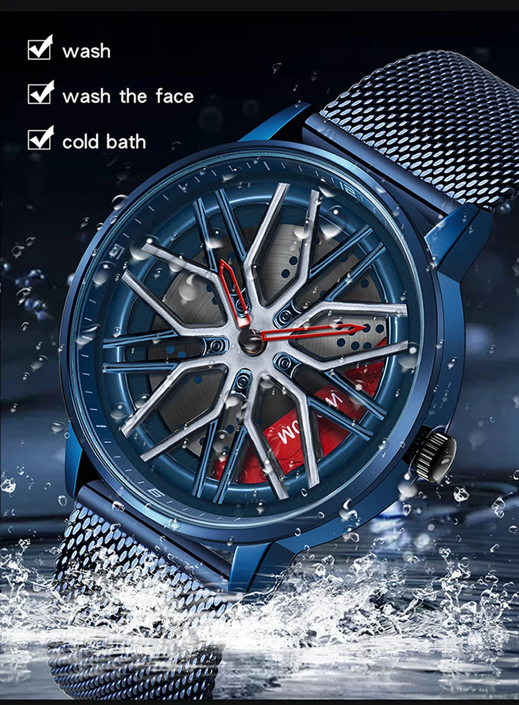 Fashion 360° Spinning Sanda 2024 Top Brand Full Steel New Flagship Men Quartz Unique Racing & Furious Rotating Wheel Gifts Watch