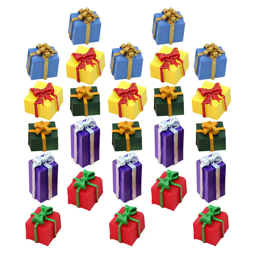 

40Pcs Christmas Decoration Resin Mini Presents Set Tiny Mini Box Ornaments for Tree Crafting Holiday Decor Tiny Figurines