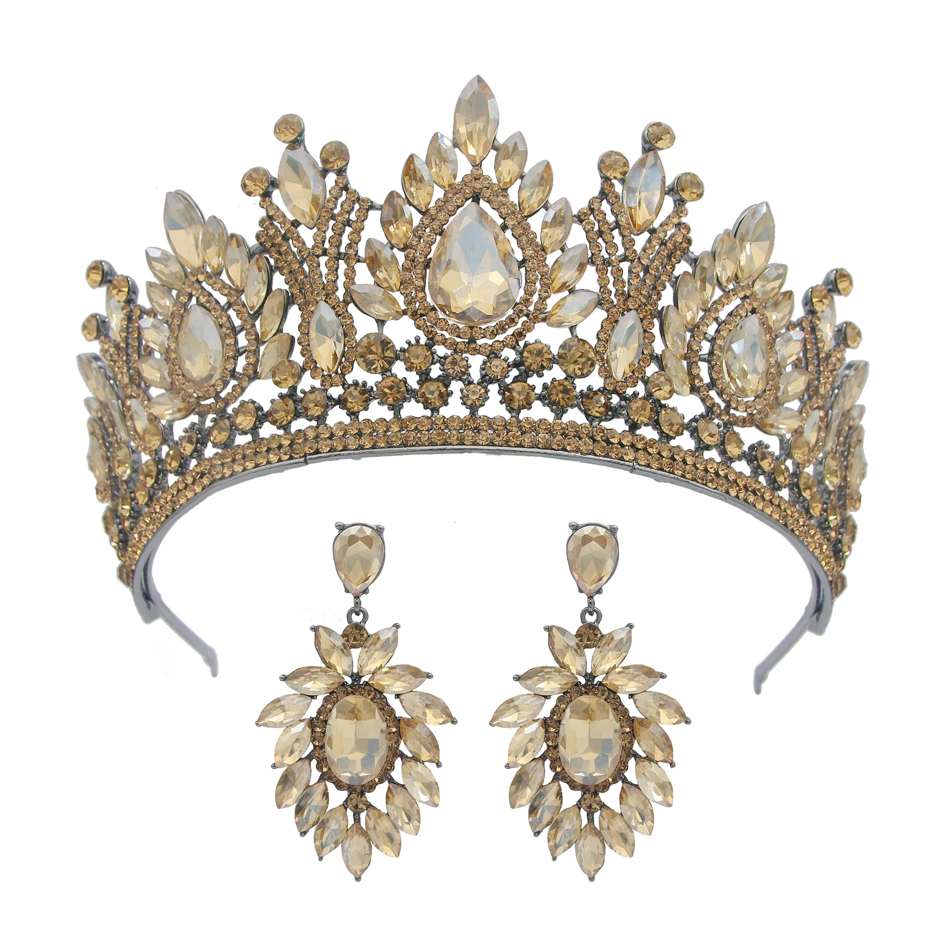 

Miss Universe Red Green Sliver Crystal Royal Queen Crowns Girl Bridal Jewelry Sets Earrings Women Rhinestone Wedding Accessories