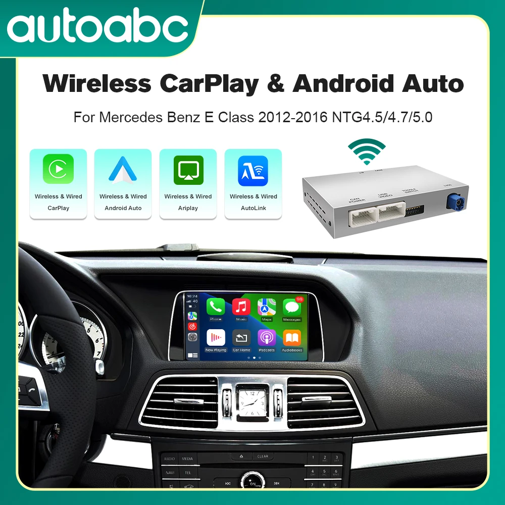 Kabelloses CarPlay Android Auto für Mercedes-Benz E-Klasse W212 E Coupé C207 NTG4.5/4.7 NTG5.0 2012-2016 mit kompatibler OEM-Kamera
