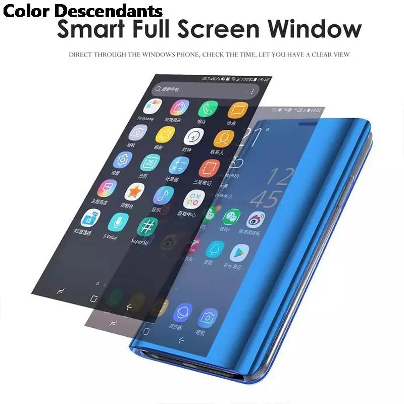 Luxury Mirror Flip Leather Case For iPhone 17 16 Pro 15 14 11 13 12 Pro Max XR X SE 2020 XS Max 14 8 7 Plus SE2020 Plating Case