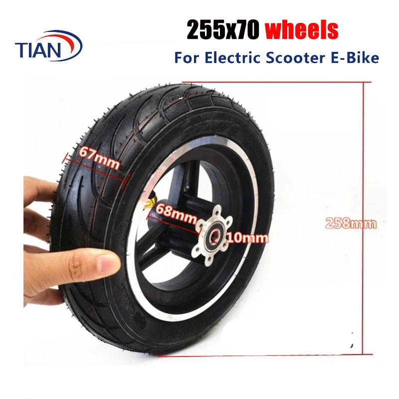 10Inch Tire255x70Vacuum Tire Whole Wheel10x2.70-6.5Pneumatic Tyre Brake Suit Assembly