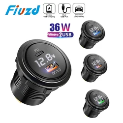12v Octavia usb socket Power Outlet with LED Voltmeter for 12V 24V Boat Car Boat Marinefor SUV Motorcycle Truck Boat ATV