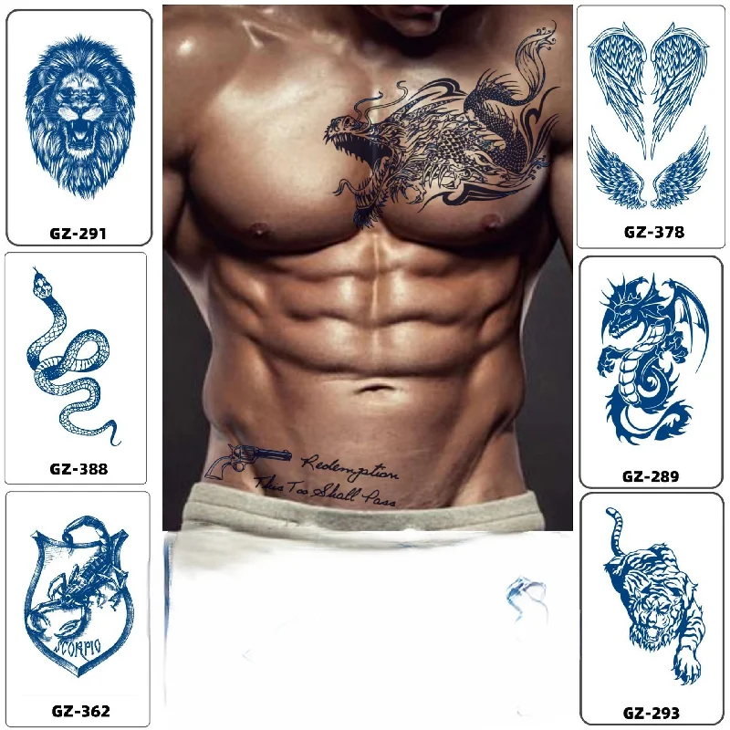 11x18cm Waterproof Half Arm Herbal Tattoo Sticker, Non Reflective Juice Semi Permanent Tattoo Sticker