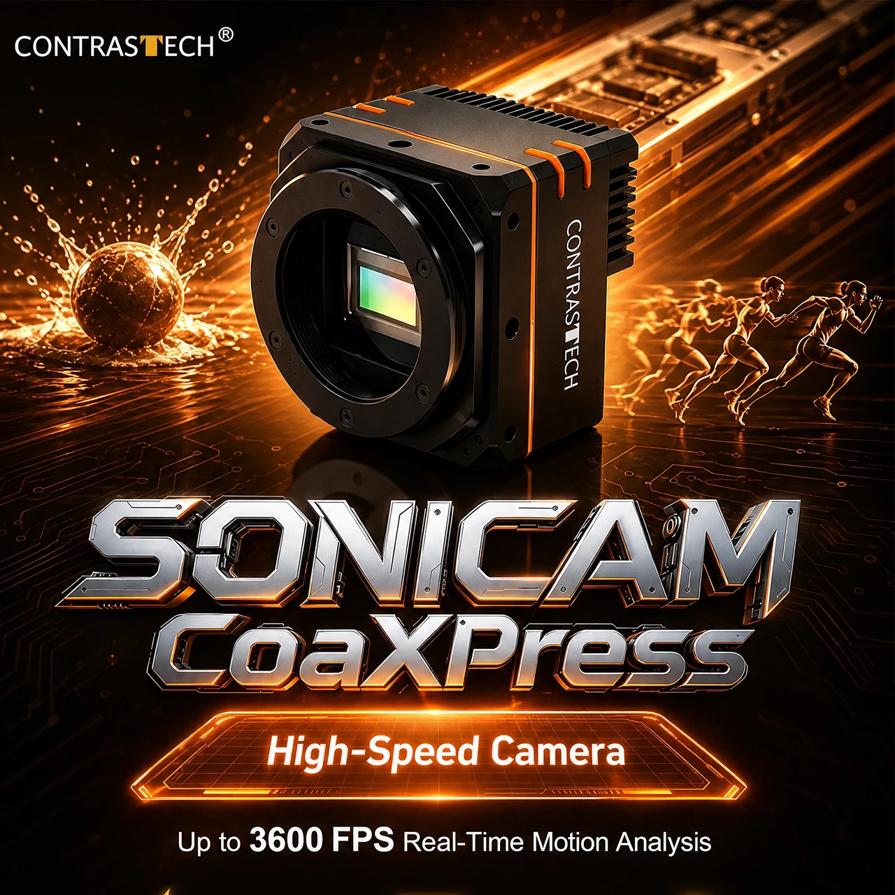 CoaXPress High Speed Camera 1280x864 1800fps CXP-12 2 Channel Industrial Slow Motion Camera for High Speed Testing SONICAM13M/C
