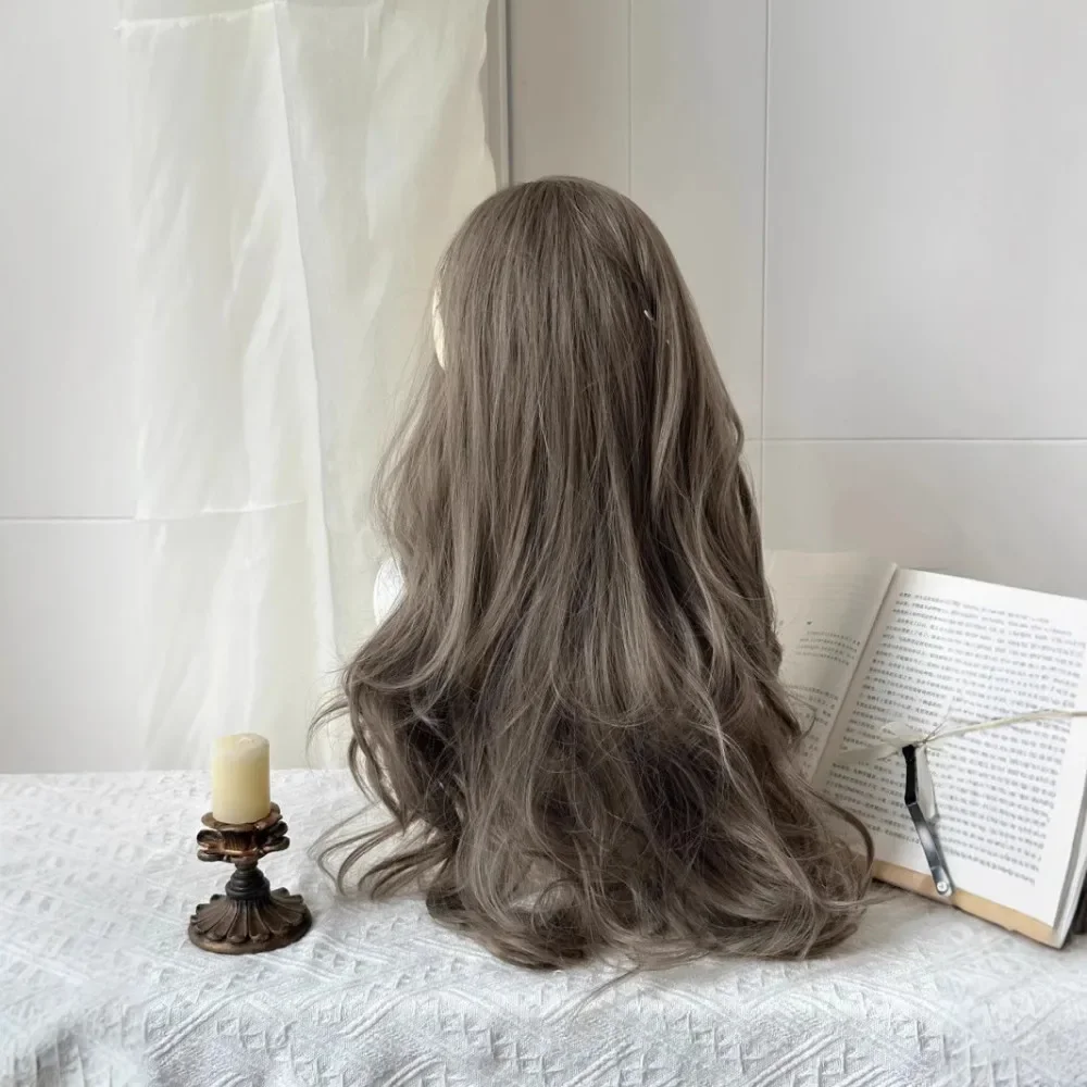 Parrucche sintetiche Parrucca stile fascia per capelli ricci lunghi naturali soffici Parrucca marrone mentolo versatile quotidiana