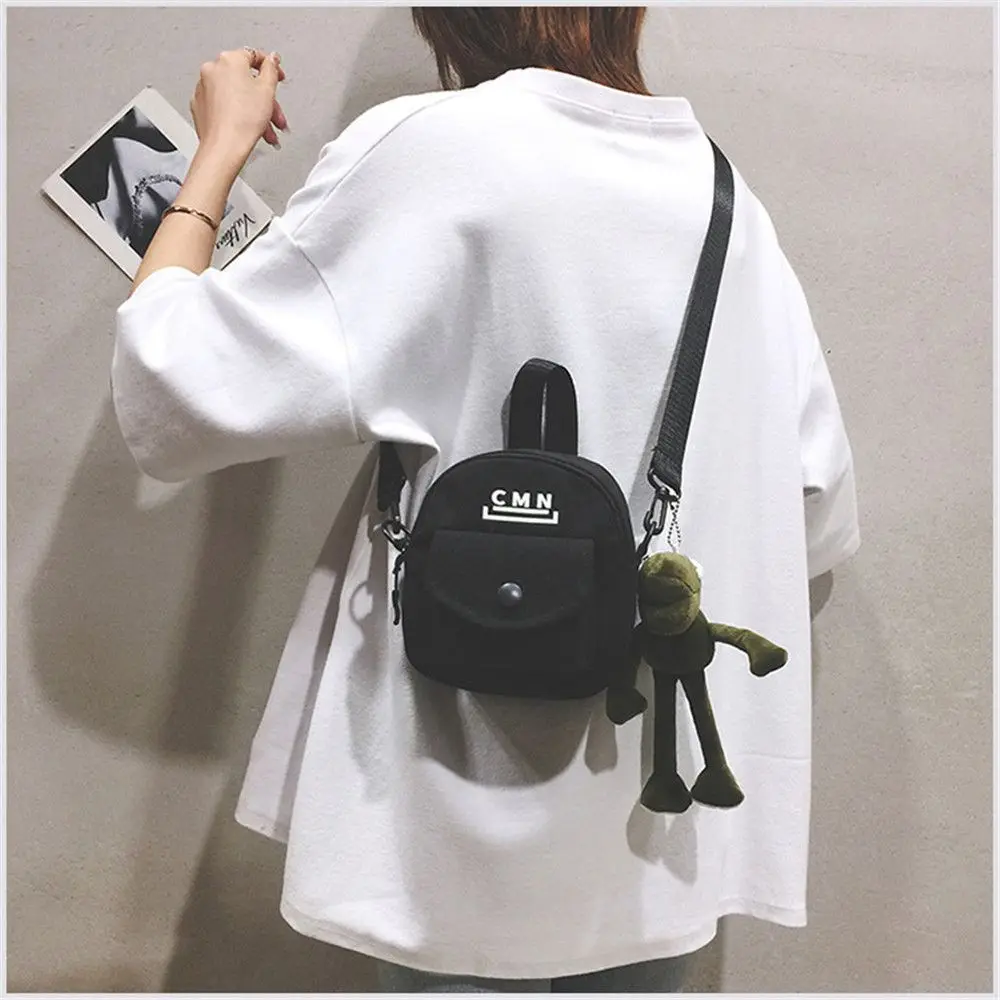 Cute Women Cross Body Bag Canvas Pure Color Tote Bags Zipper Messenger Purses Ladies Shoulder Bag