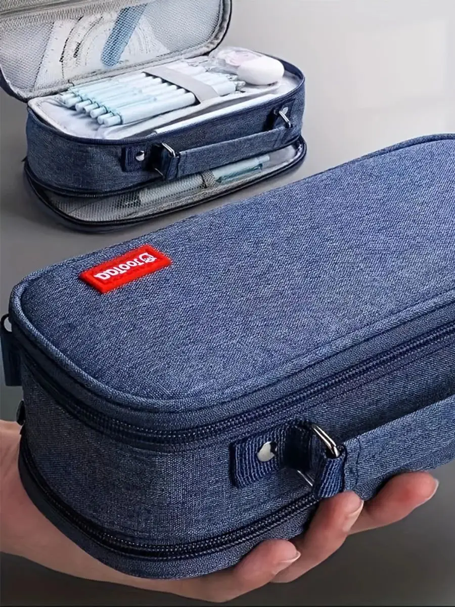 Trousse à crayons Portable de grande capacité, boîte à stylos supérieure, sac de papeterie multifonctionnel pour garçon, fournitures de papeterie scolaires et de bureau