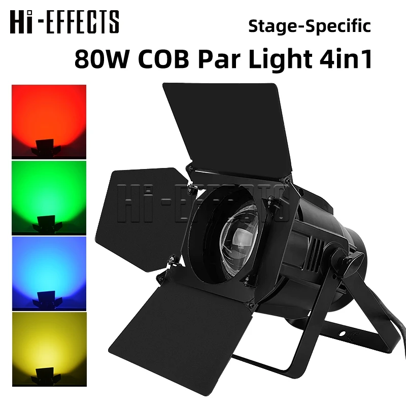 80W COB LED Par Light RGBW 4 In 1 Warm+Cool White COB Blinder Light with Baffle for Disco Church Garden Stage Effect