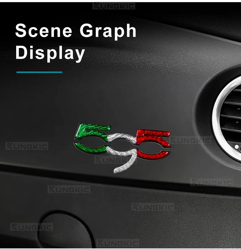 Für Abarth 595 Fiat 500 2007-2024 Echte Harte Trockene Dreifarbige Carbonfaser-Aufkleber LHD RHD Auto-Armaturenbrett-Emblem Umrüstung Armaturenbrett-Verkleidung – Detail 4