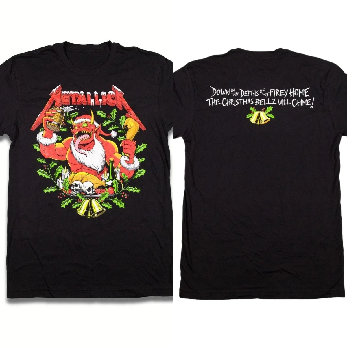 

Metallica Holiday Bellz Demon T-Shirt Men's and Women's Short Sleeve Trend Brand T-shirts Oversized Tops Summer Men Clothing