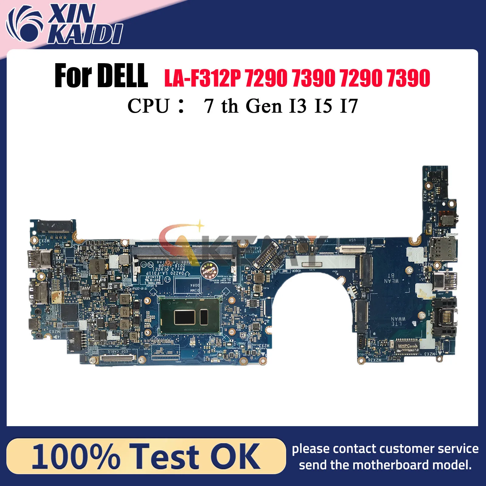

For Dell Latitude 7290 7390 Notebook Mainboard LA-F311P with i5-8350U i7-8650U CPU 0MXW44 0T46Y8 0N1RRT 100% Tested OK