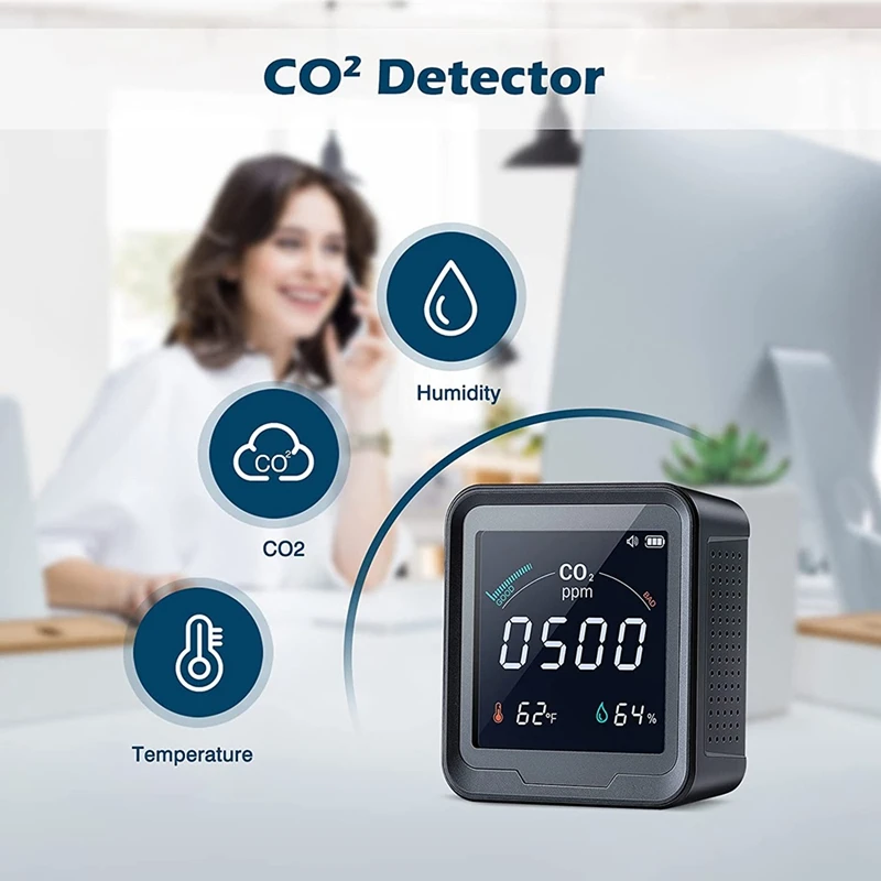 Detector de CO2 3 en 1, Monitor de calidad del aire, Detector de dióxido de carbono, temperatura, humedad, Analizador de aire para interior, hogar y oficina