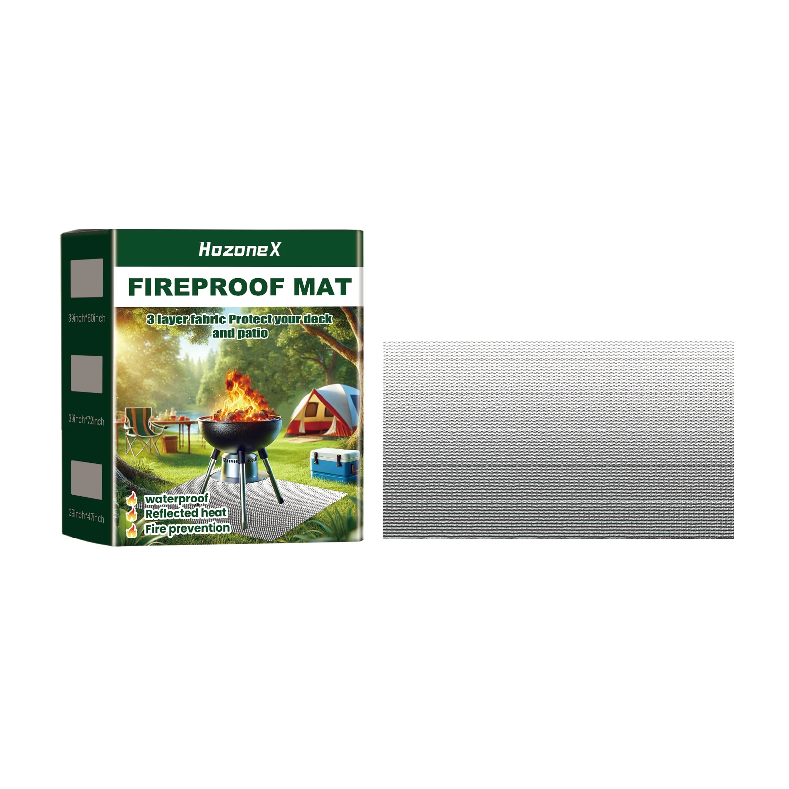 BBQ Fireproof Mat, Outdoor Grill Fire Resistant Waterproof Mat, Heat Resistant Protective Mat For Lawn Patio Ground