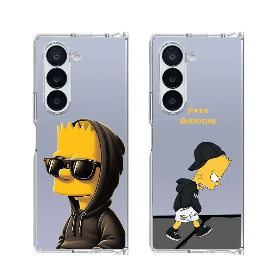 Funda rígida para teléfono con dibujos animados de Los Simpson para Samsung Galaxy ZFold7 ZFold3 ZFold4 Z Fold 7 6 5 4 3 ZFold6 ZFold5