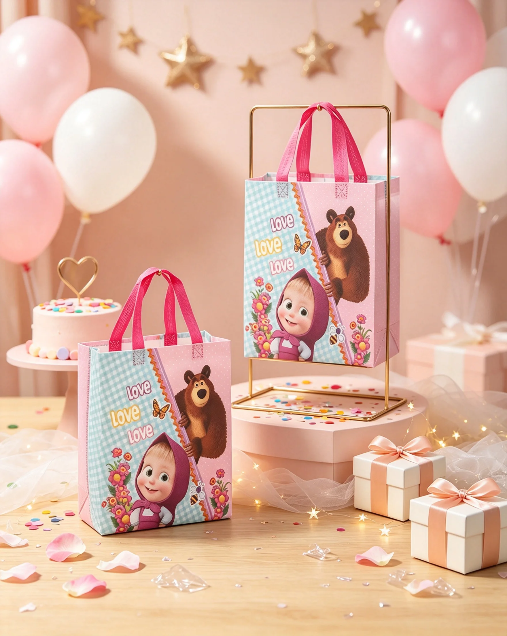 New Masha and The Bear Cartoon Tote Bag Gift Bag Comic-Con Birthday Gift Wrapping Cartoon Characters Masha Party Bag Party