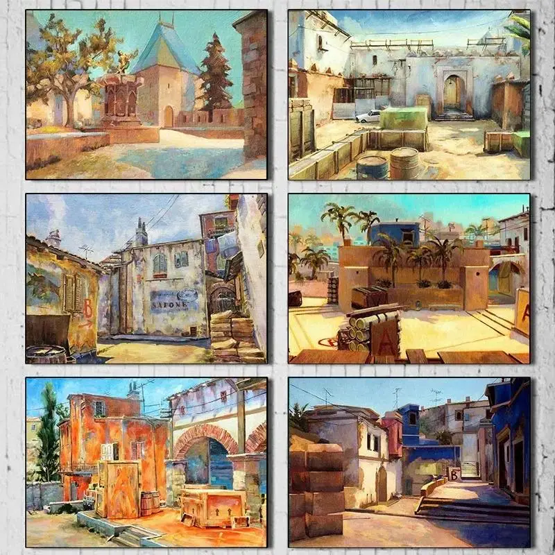Counter Strike CSGO Game Scene Canvas Prints  Popular Gun Shooting Posters for Living Room Wall Art Decor