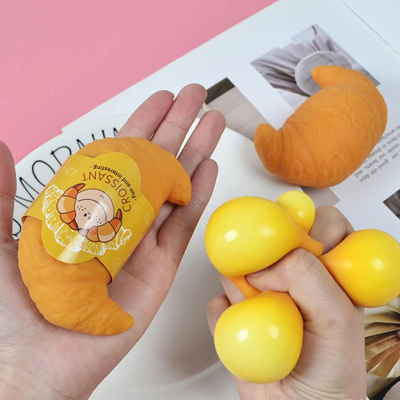 Fun Realistic Croissant Toy Pinch Squeeze Relief Squishy Stress Cute Lazy Stress Ball Funny Stress Relief Fidget Adult Toy