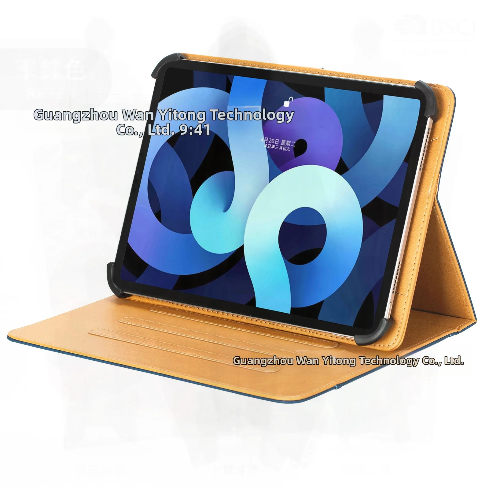 

Universal Tablet Leather Case Silicone Four-Corner Hook Protective Cover for 7/8/9/10 Inch Tablets - Business Style Shockproof