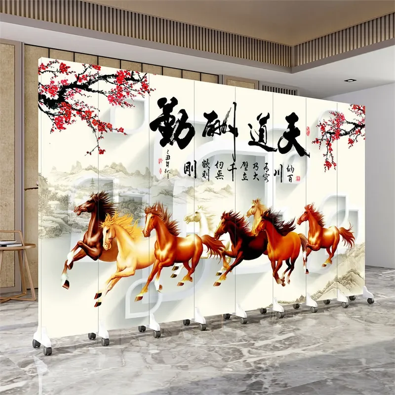 New Chinese Style Landscape Painting Screen Partition Wall for Living Room Bedroom Office Hotel Mobile Study Divider Heaven