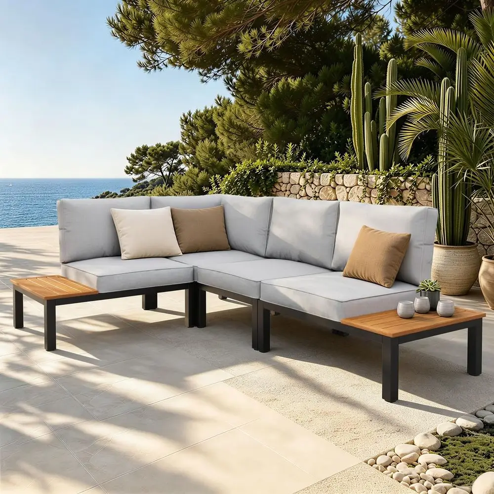 4-Piece Outdoor Sectional Sofa Set with Cushions and Side Table for Patio, Deck, or Garden