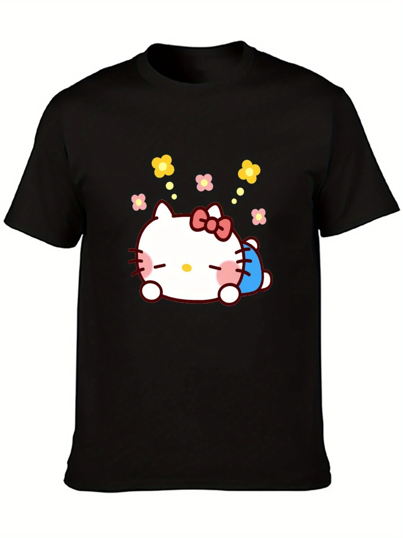 

Хлопковые мужские и женские футболки с графическим принтом «Hello Kitty», лето, осень-зима, роскошные брендовые спортивные футболки с короткими рукавами