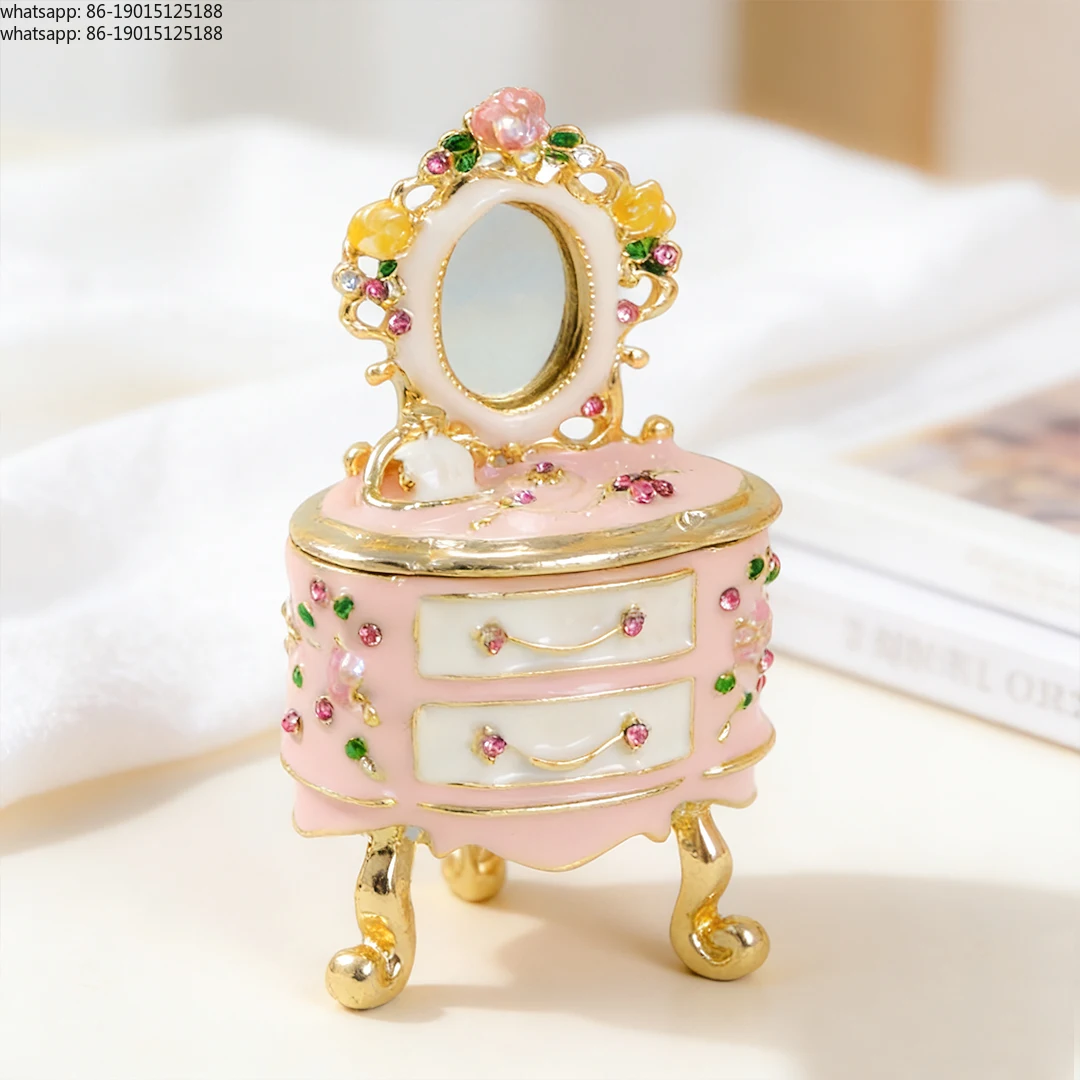 Dressing table enamel jewelry box, made of zinc alloy, for storing jewelry, a perfect Mother's Day gift