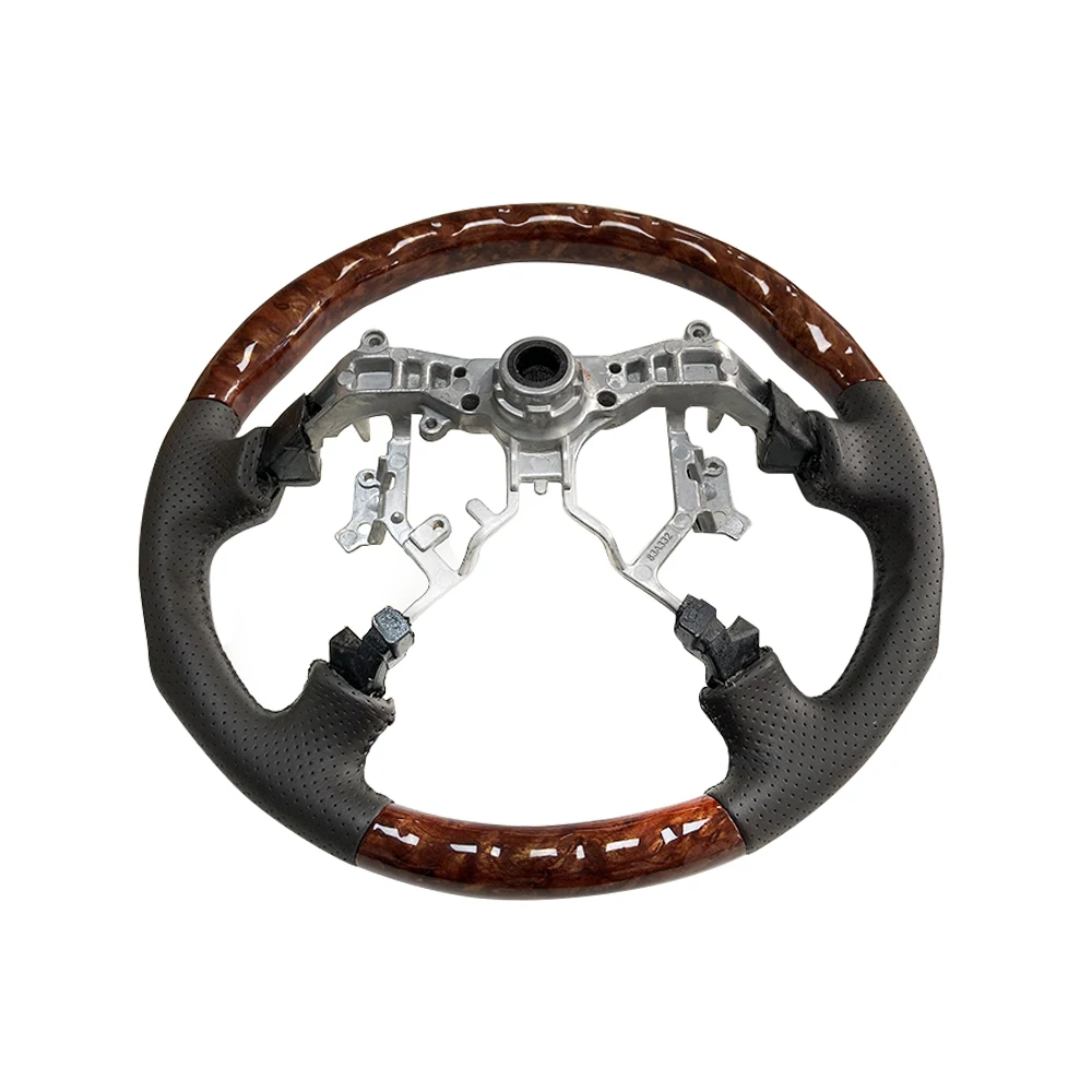 Hot Aluminum Alloy grey Wooden texture Steering Wheel For Toyota crown 2006  2008 customized car handle sporty style car trim