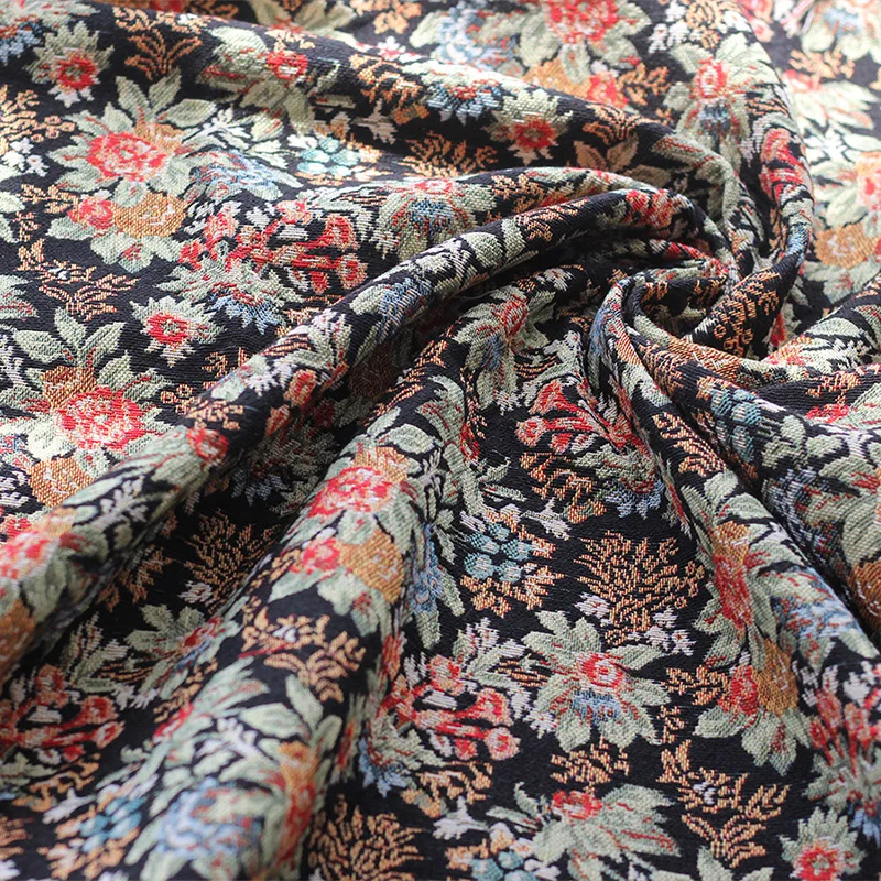 

Vintage Relief Floral Jacquard Fabric Vintage Style Clothing Sofas Home Textiles Pillows Bags Designer DIY Fabric By The Meter
