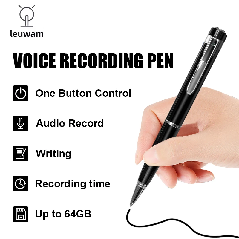 

Leuwam Professional Recorder Pen for Meeting Business Built in 32G TF Card Portable Ballpoint Pen Voice Sound Recorder