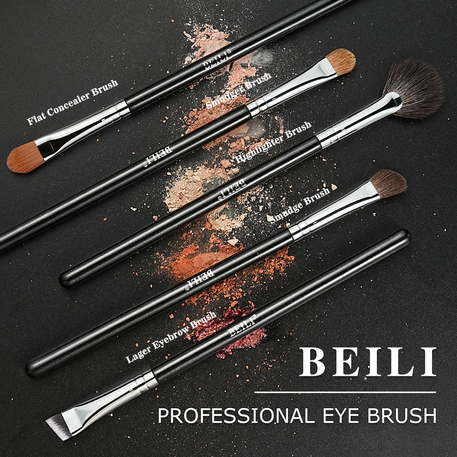 BEILI 17Pcs Eye Makeup Brushes Professional Soft Hair Concealer Eyeshadow Eyebrow Liner Blending Cosmetic Brush Set