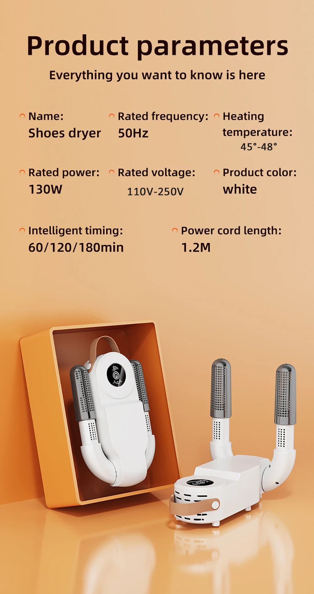 Schuhtrockner, UV-Schuhsterilisation, intelligenter Timer, Schuhtrockner, beseitigt Gerüche, Socken, Stiefel-Deodorant, faltbarer Schuh-Heiztrockner – Detail 12
