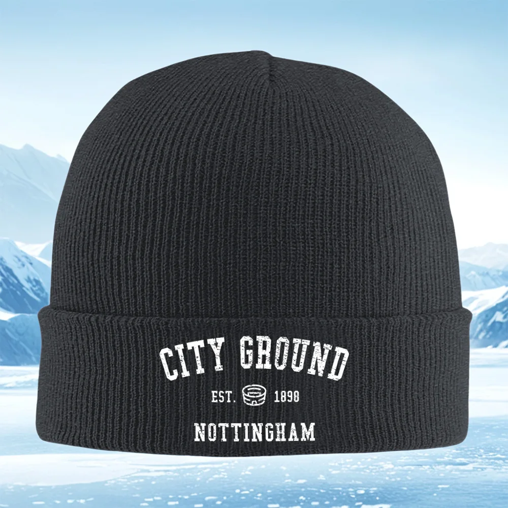 أرض المدينة EST. 1898 NOTTINGHAM شعار الرجال النساء للجنسين محبوك قبعة قبعة صوفية قبعة الشتاء الحرارية الدافئة عيد الميلاد في الهواء الطلق Cyc