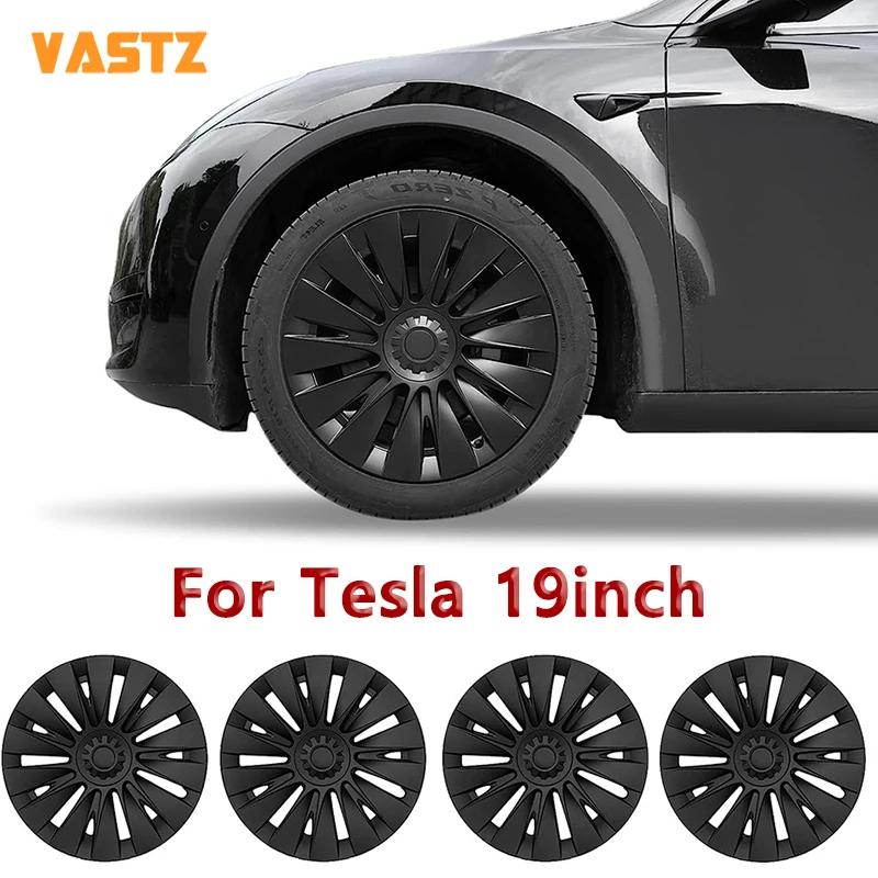 VASTZ For Tesla Model Y Hubcaps 19 Inch Wheel Covers Replacement 14-Spokes Wheel Caps Matte Black Y Accessories 2021 to 2023