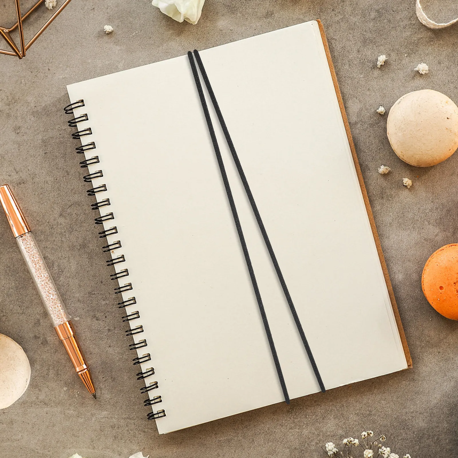 

Черные эластичные шнуры для журналов, прочные плетеные веревки для блокнотов с металлической пряжкой, ремни для переплета ручной работы DIY