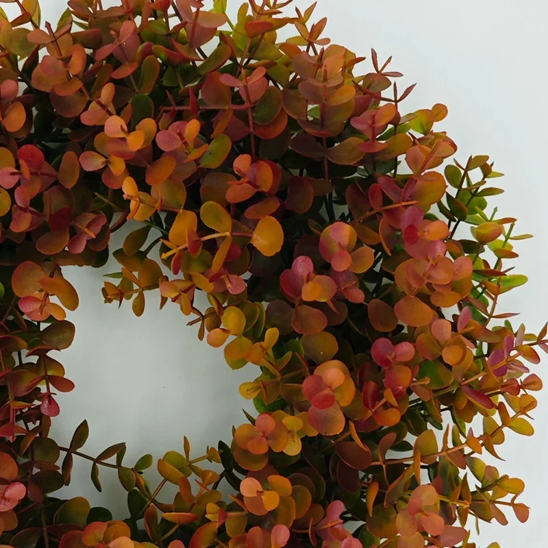 45cm Hanging Artificial Autumn Wreath Garden Farmhouse  Simulation Eucalyptus Wreath Background Wall Window Front Door Wreath