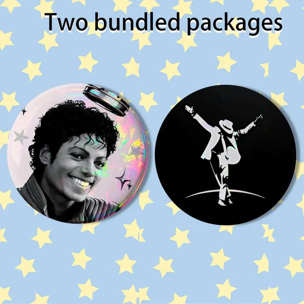 MJ first-rate Michael Jackson 2 piece set Pins Creativity Printed Pictures Text Metal Lapel Badges Brooches Jewelry Gift
