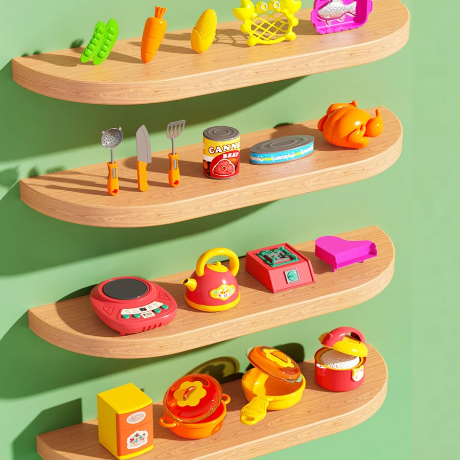 أطقم إكسسوارات المطبخ للأطفال محاكاة تأثير الصوت لعب الأدوار لعبة طفل مجموعة أواني الطبخ، قطع أطباق الطعام هدية