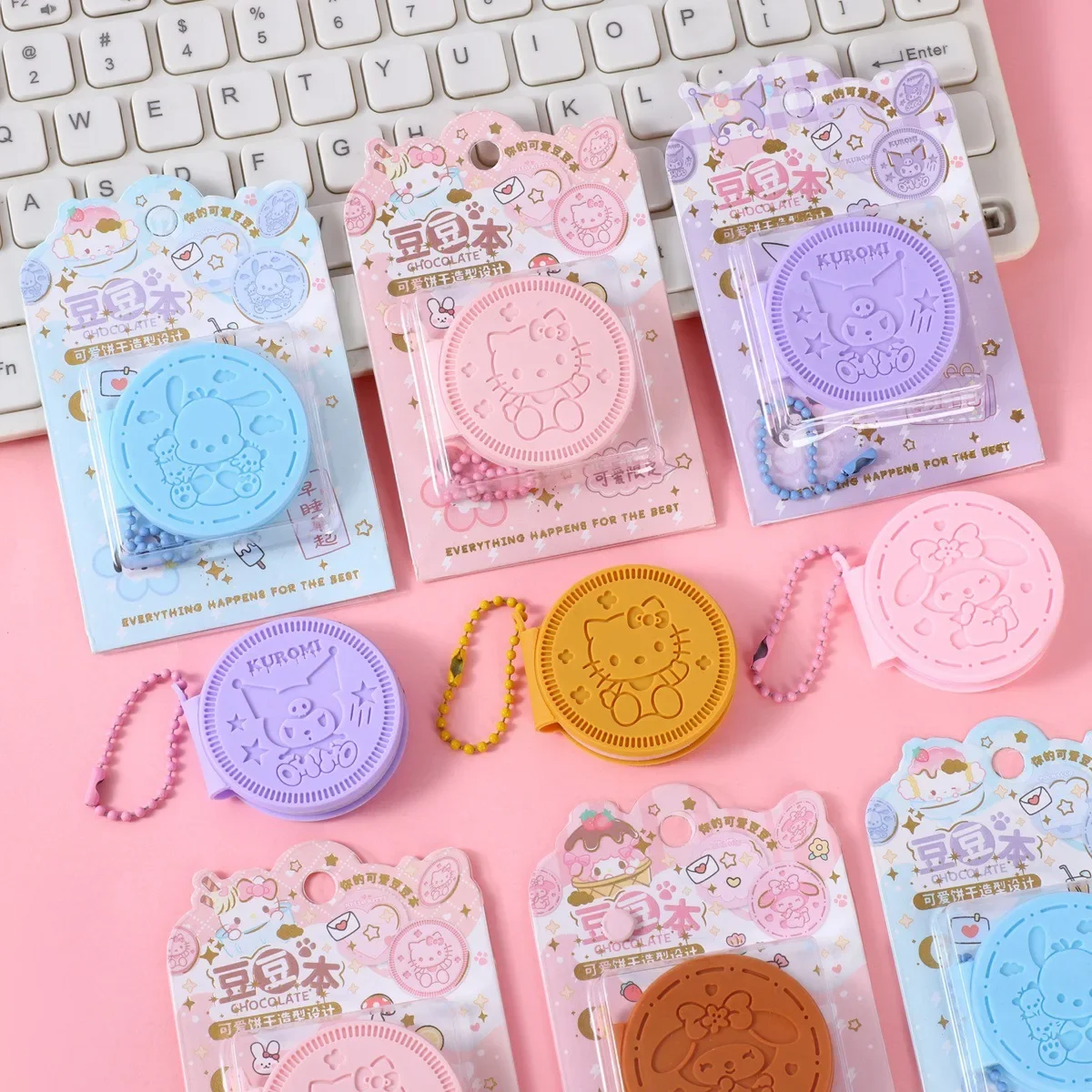 Random 6 Types of Sanrio HelloKitty Kuromi Note Notebooks Independent Chocolate Scented Cute Beans Mini Pocket Notebooks