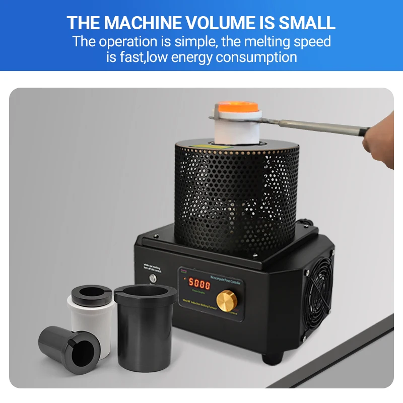 

1-3KG Gold Capacity 1600 Degrees Smelter Melting Silver Copper Induction Furnace Electrical Oven Metal Smelting Machine